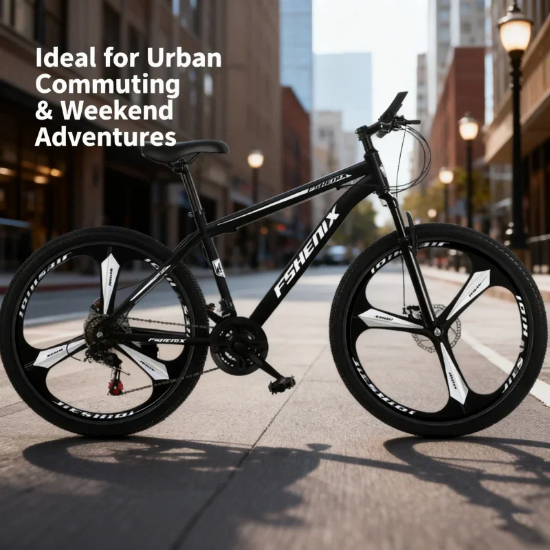 دراجات جبلية سوداء متكاملة بعجلات الساموراي للبالغين مقاس 24/26 بوصة للرجال 21 سرعة ممتصة للصدمات عبر البلاد الطريق Fe #4