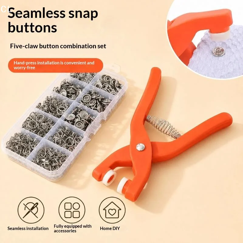 AttireTrove1 Set Solid Snap Fasteners Kit Plier Tool Colour Metal Snap Sewing Button Claw Kits For Installing Clothes Bags