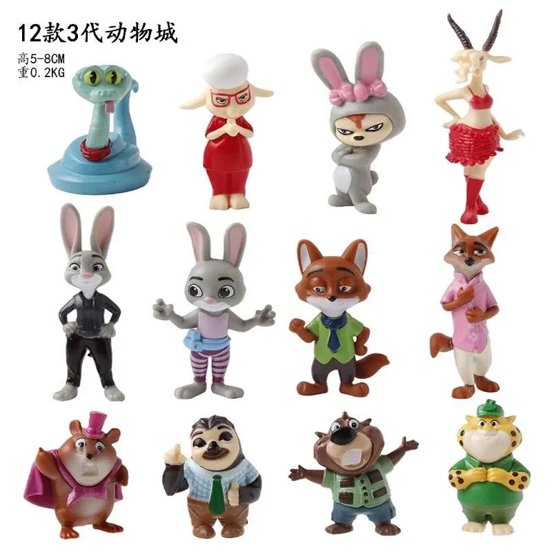 12 Stücke Zootopia 2 Cartoon Anime Figur Nick Fox Judy Zootropolis Utopia Action Figur Spielzeug Kinderzimmer Ornamente Kuchen Topper