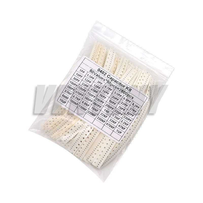2500pcs 0402 0603 0805 SMD Ceramic Capacitor Assorted Kit 50Values 1pF - 10uF 100PF 10NF 100NF 0.47UF 1UF Chip Capacitance Set