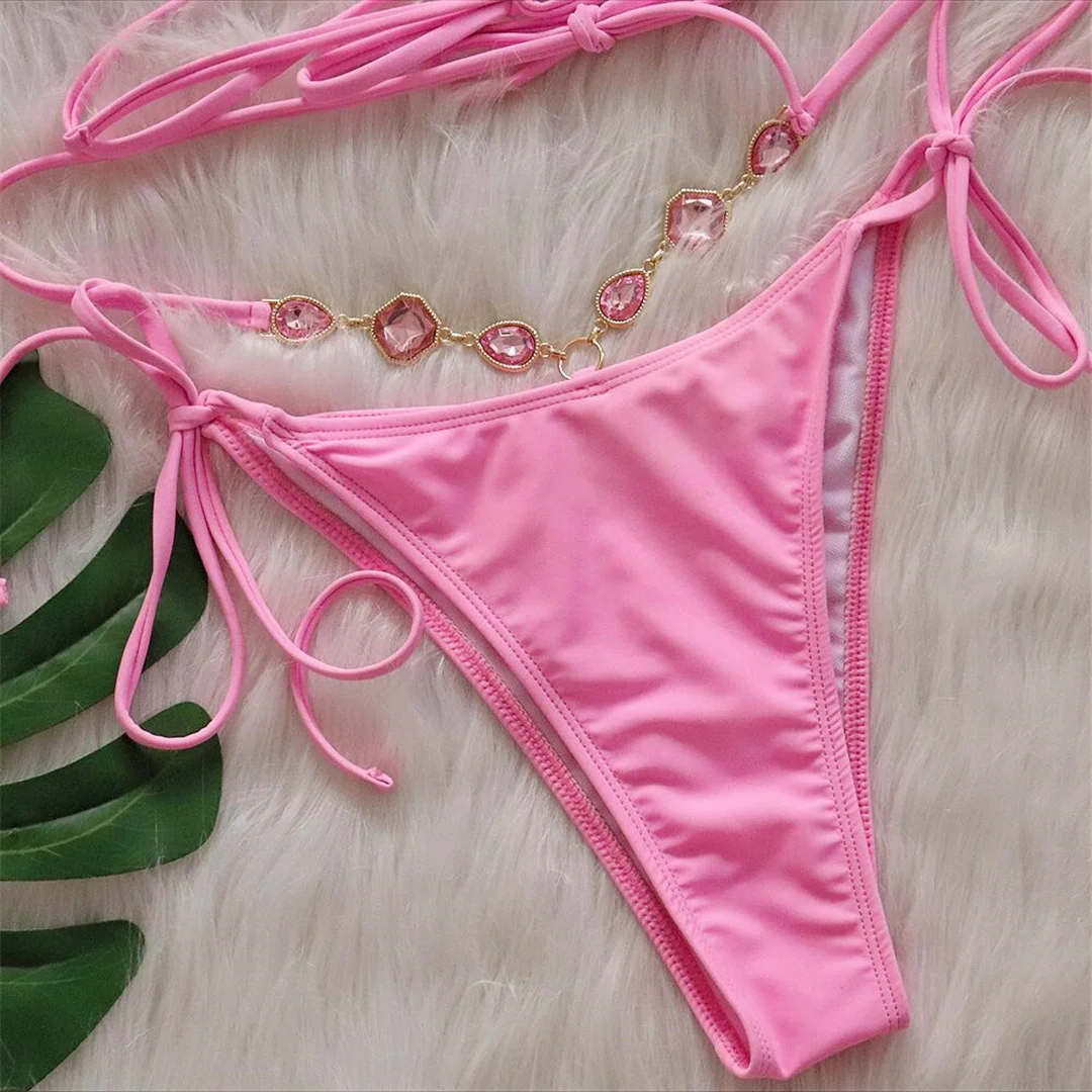 Sexy Bikini mit Diamant-Strasssteinen, Wickel-Bikini, Damen-Badeanzug, zweiteiliges Bikini-Set, Badebekleidung, Badeanzug, Schwimmbekleidung V5167 – Detail 34