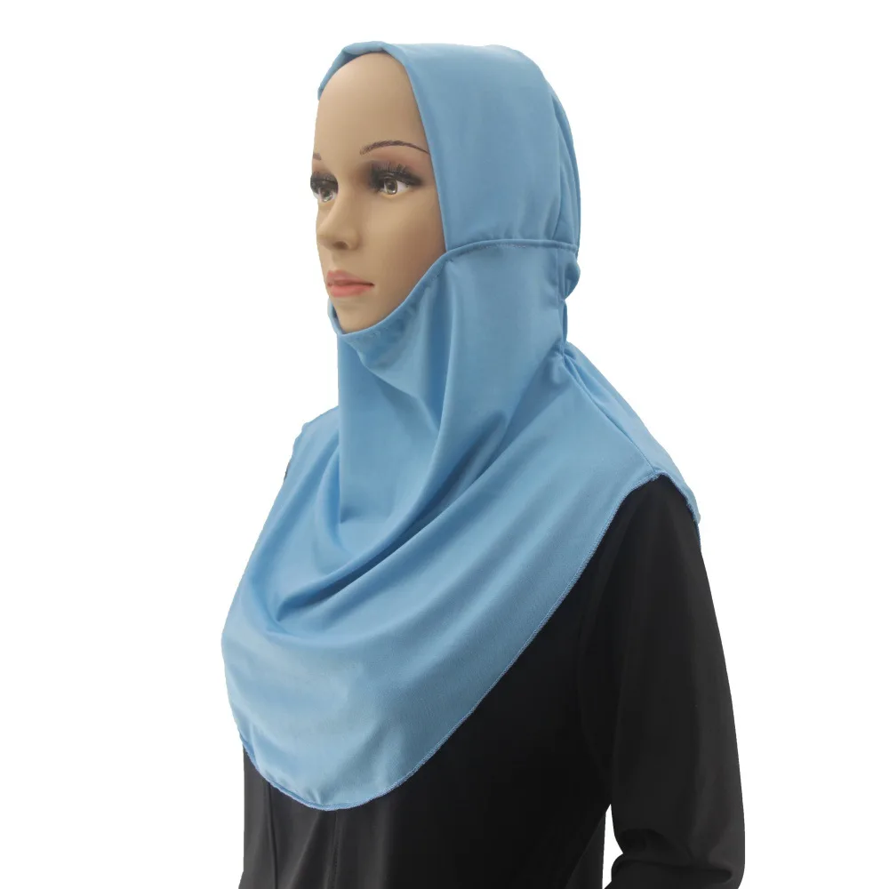 Turbante già realizzato Amira Musulmano Hijab Sciarpa istantanea Donna Foulard elastico Ramadan Islam Preghiera Hijab Tirare su Niqab Headwrap