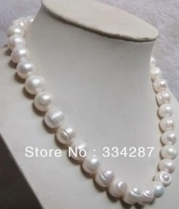 

Natural 9-10MM white BAROQUE Pearl necklace 17INCH