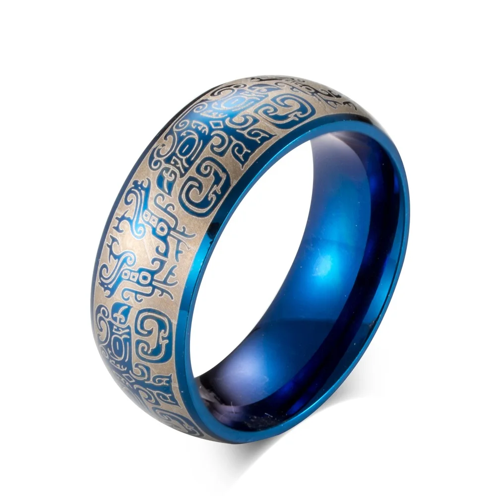 

DARHSEN Brand Fashion Jewelry 8mm Stainless Steel Blue Black Gold Color Simple Male Men Rings US Size 6 7 8 9 10 11