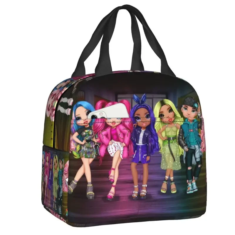 Fashion Rainbow High Doll Insulated Lunch Box for Women Thermal Cooler Lunch Bag Kids School Children Picnic Food Container Tote