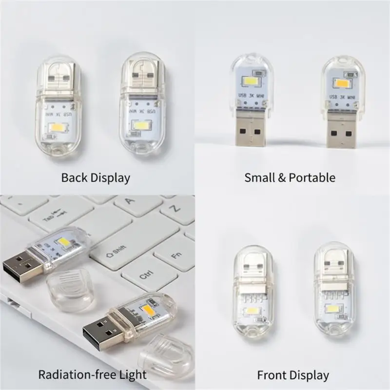 1~8PCS Plug Lamp LED Light For Power Bank/computer Mini Led Book Lamp Protection Night Light Laptop Small Reading Light