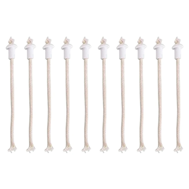 Cotton Wicks and Ceramics Holders Set for Steady Flame in Alcohols Oil Lamp 10Piece Suitable for Various Glass Lamp Size