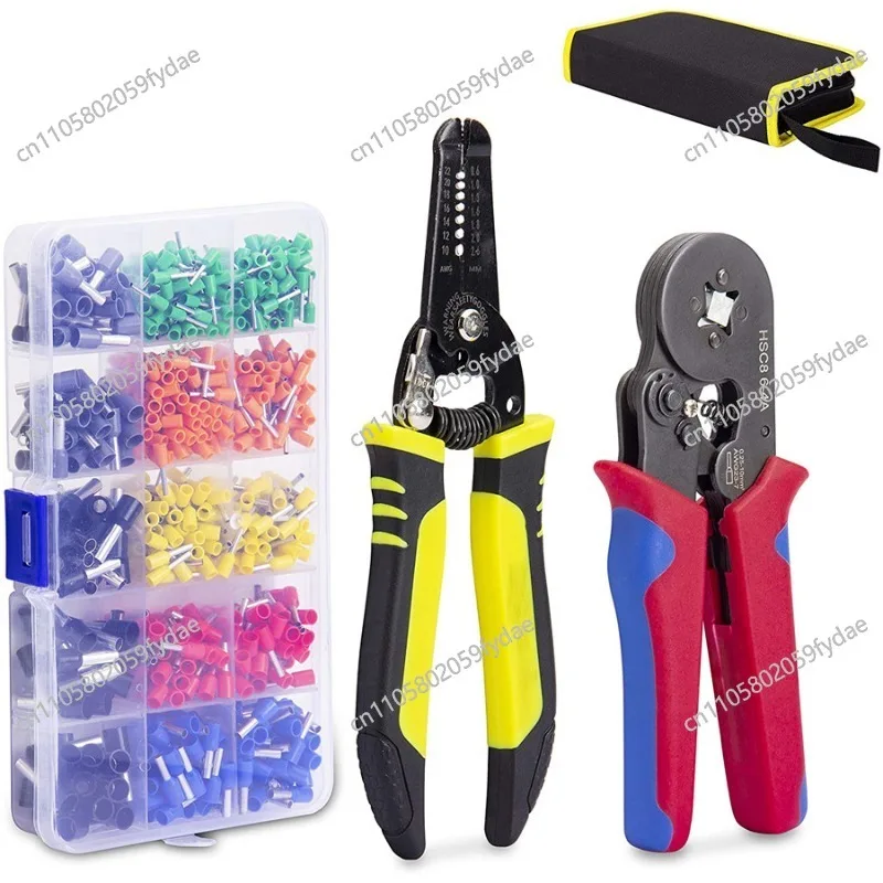 6-4A Tubular Terminal Crimping Pliers, Multi-functional Wire Stripping Pliers Set