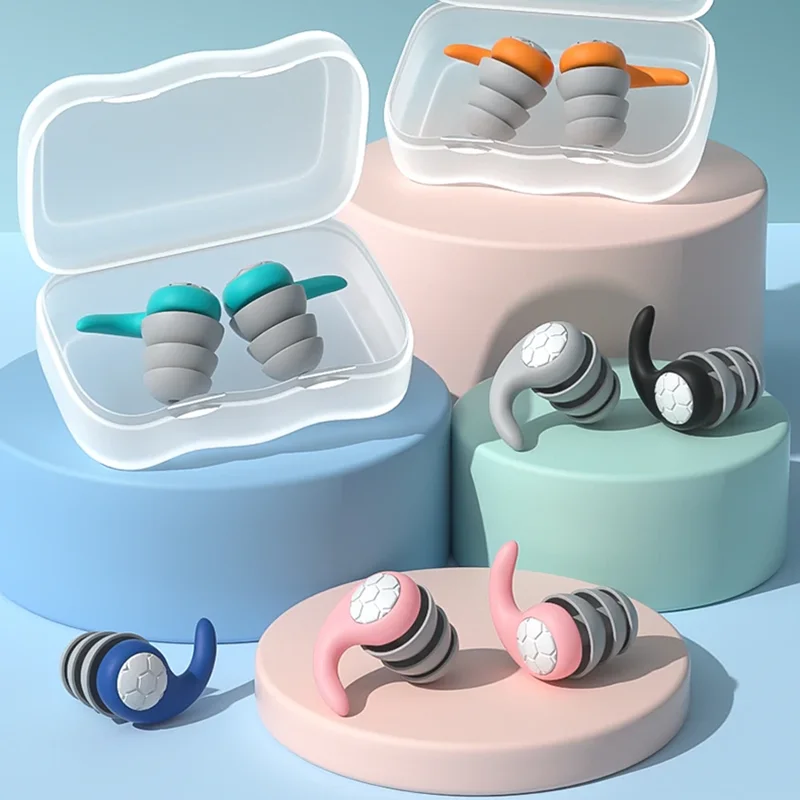 1 Pair of Soft Silicone Earplugs with Noise Cancellation, Waterproof, Comfortable To Wear, Suitable for Sleeping and Swimming