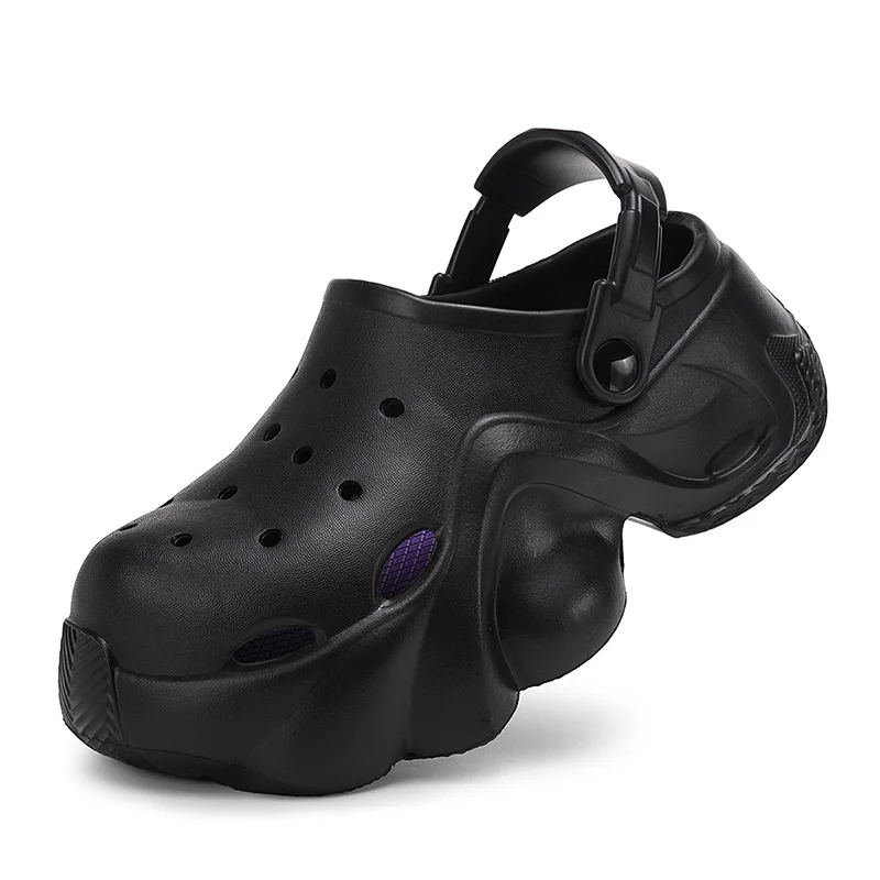 

Мужские летние уличные туфли на толстой подошве с отверстиями, новые модные пляжные шлепанцы с защитой от скольжения и эффектом увеличения роста