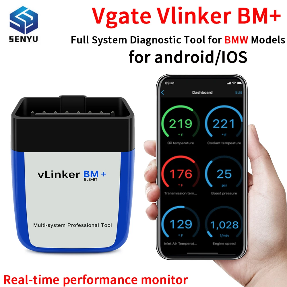 Vgate vLinker BM+ V2.2 ELM327 OBD2 Car Scanner OBD 2 Auto Diagnostic Tool work with Bimmercode for BMW Bluetooth 3.0 4.0 BM