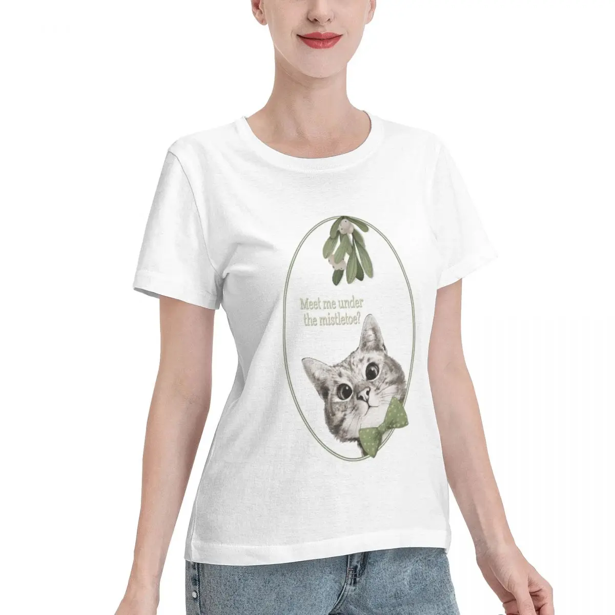 Wardrobe Filler Meet Me Under The Mistletoe Sneaky Cat Women's T-shirt Weekend Look 100% Cotton T Shirt