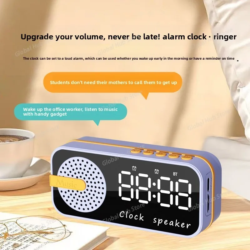 Bluetooth Speaker with Hd Mirror Display Alarm Clock with Tf Cardportable Wireless Speaker for Bedroom, Home Office and Travel