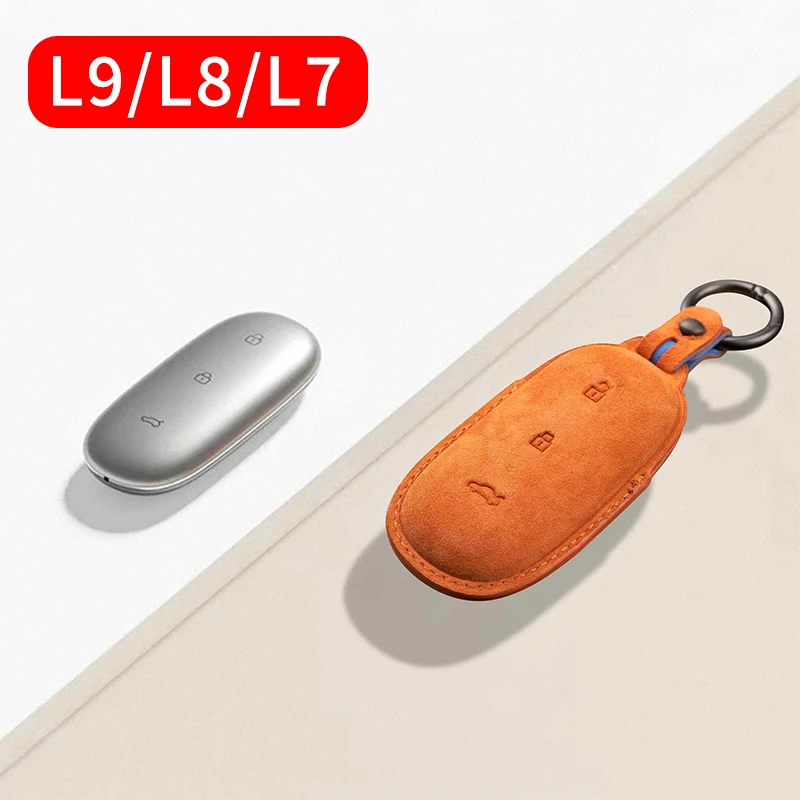 For LiXiang L9L8L7 car key set Key case turned fur leather key case buckle high-grade all-wrap protection