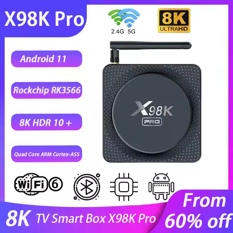 X98K PRO TV Box Android 11.0 Rockchip RK3566 Smart TV Box 1000M LAN 4K 8K BT 4GB 32GB Dual Wifi Media Player Set Top Box