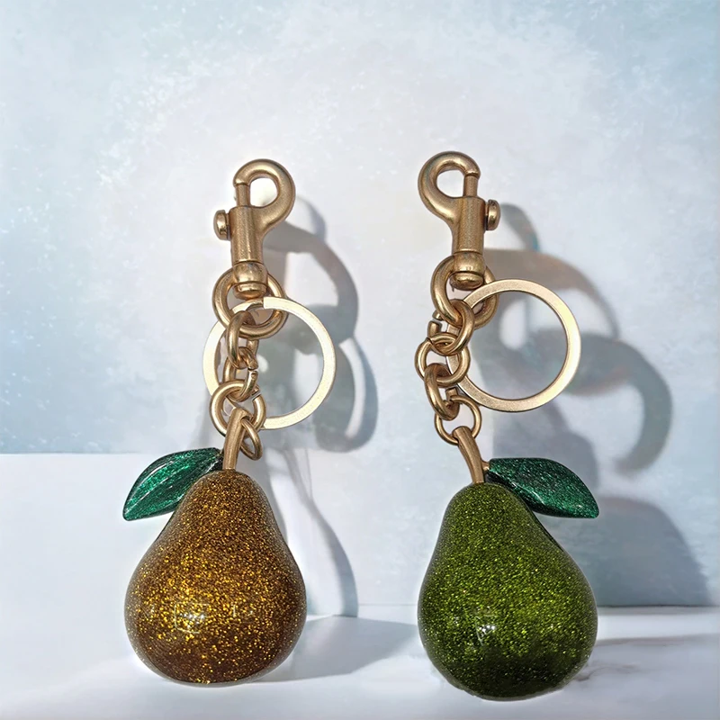 Crystal Fruit Merk Tas Hanger Vergulde Appel Peer Ananas Prachtige Sleutelhanger Gouden Haak Luxe High-end Cadeau Voor Vrienden Liefhebbers