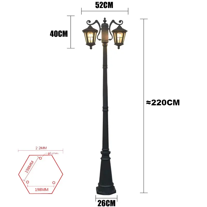 (H≈2.3M)Outdoor Waterproof Garden Light Outdoor Park Roadside Garden Landscape High Pole Light Garden Waterproof Street Light