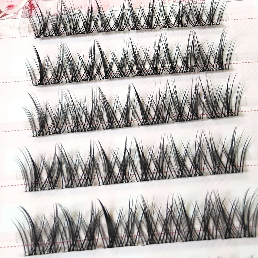 NO GLUE No Band Natural Looking False Eyelashes Fluffy Eye Lashes Cluster Individual Eyelash Self-adhesive Handmade Reusable