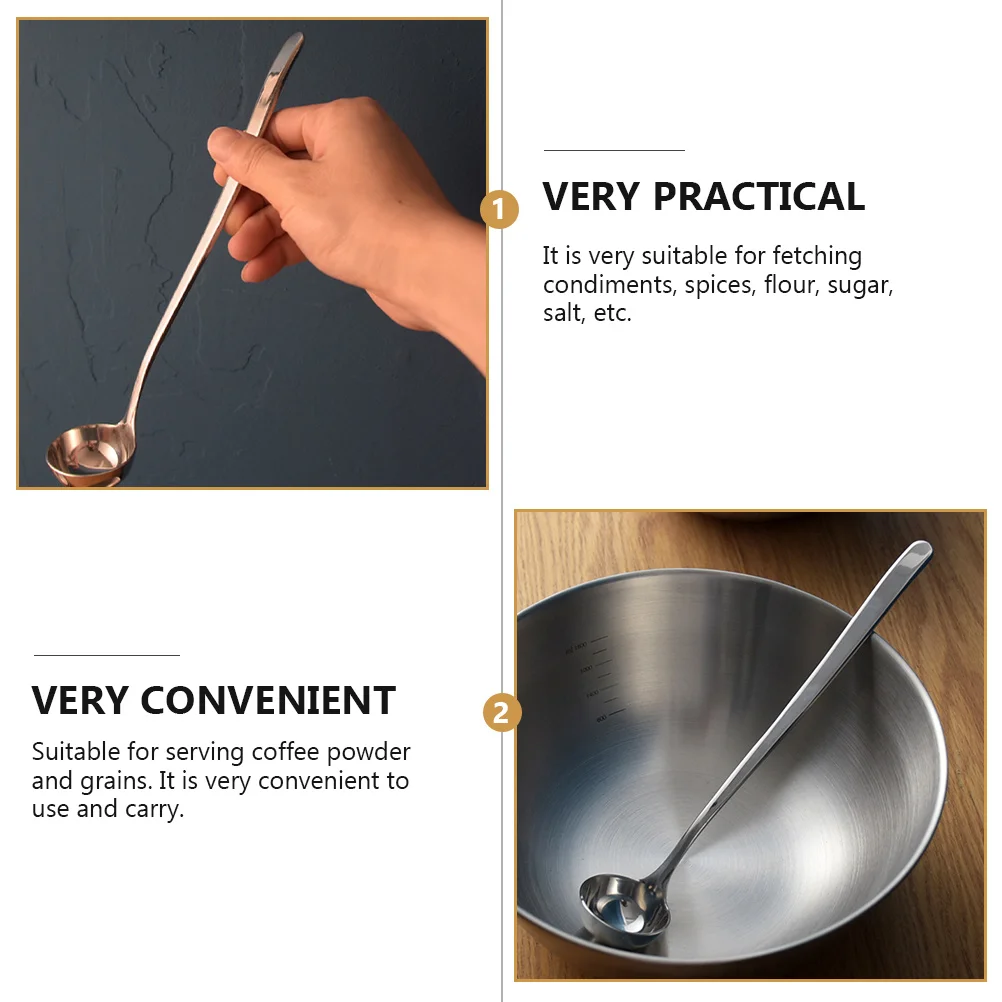 

Extended Condiment Spoon Stainless Steel Long Handle Kitchen Gadgets Spice Scoop Salt Ladle Oil Measuring Silverware