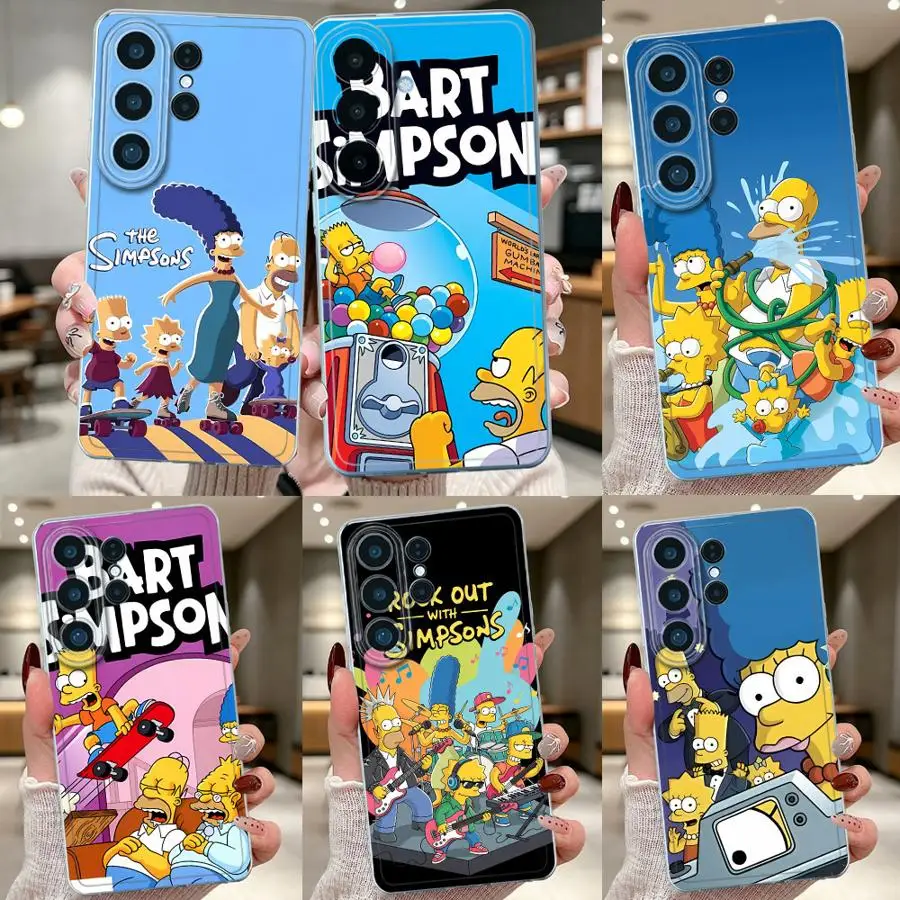 Cartoon S-Simpsons Case for Samsung Galaxy S26 Ultra S22 S10 S24 FE S23 S26+ S25 Plus S20 S25+ Note 10 20 S21 Clear Phone Cover