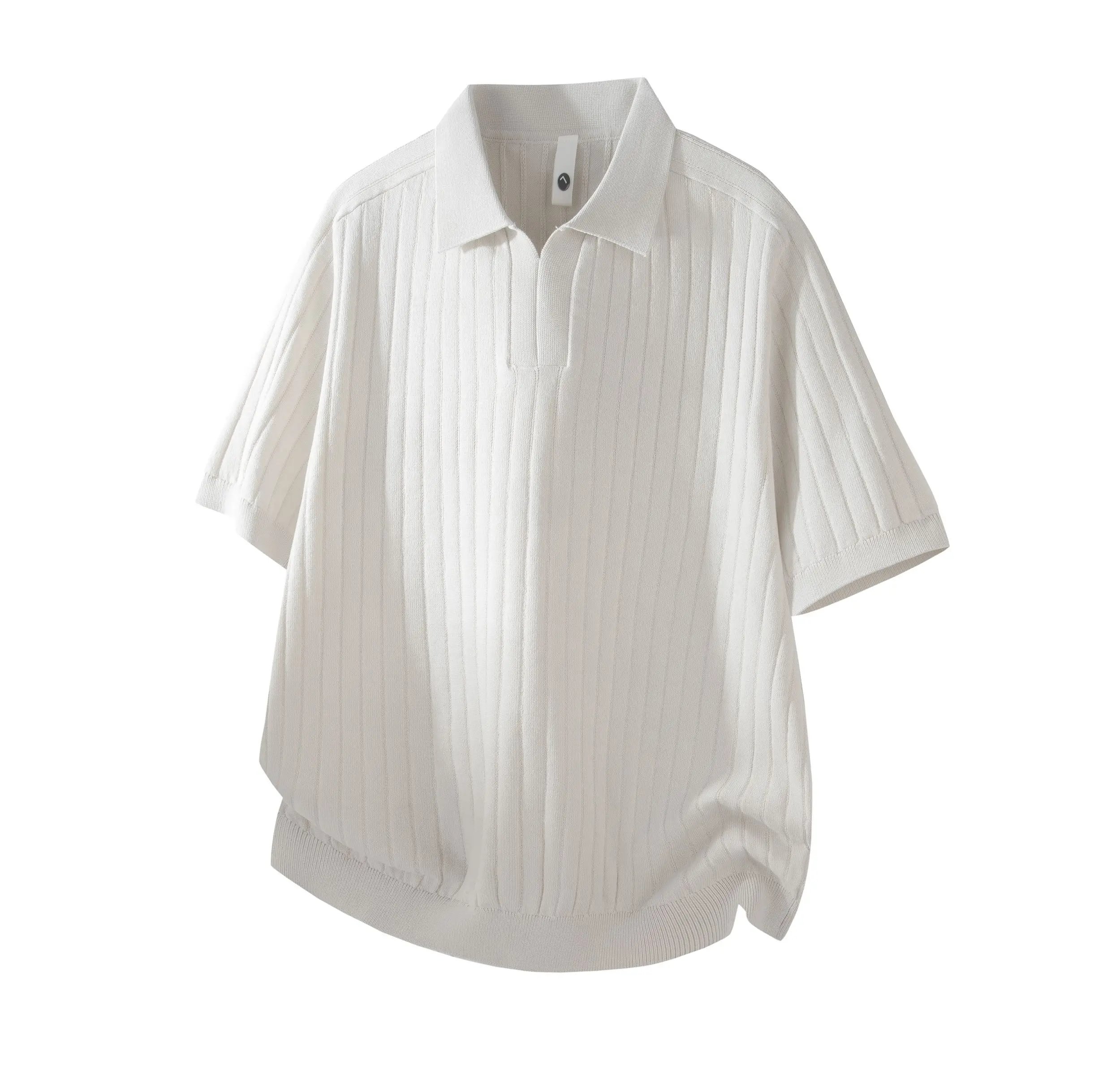 ALLIN Lenzing Lyocell Ribbed Texture Casual Short-Sleeve T-Shirt for Men, Summer Vintage Old Money Style Knitted Polo Shirt