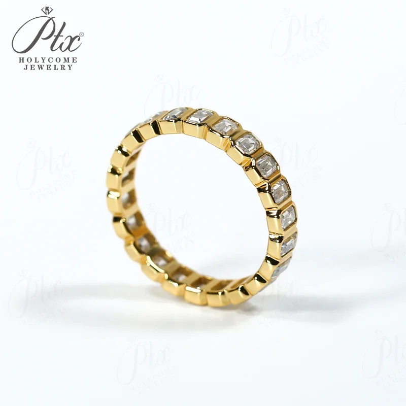 Ring Moissanite Lab Diamond Emerald Cut D Color VVS1 Clarity 10K 14K 18k Gold 925 Silver Wedding Band ​jewelry for Woman Gift