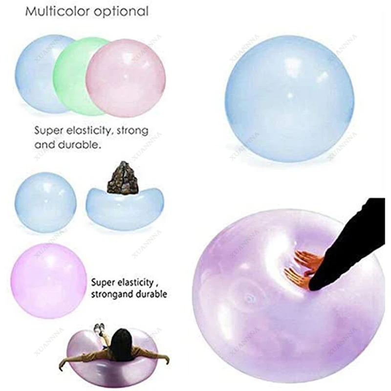 Bola de burbujas de gran tamaño colorida para niños, Bola de burbujas de aire suave llena de agua, bola inflable de diversión al aire libre, Bola de agua transparente, regalos para niños