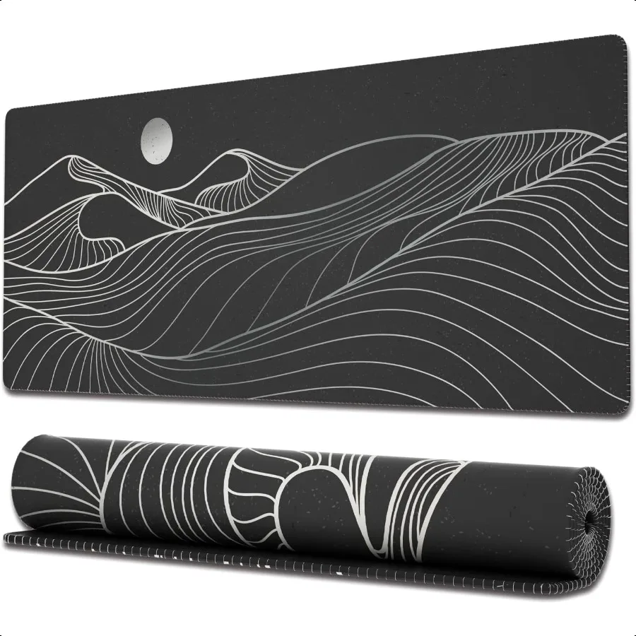 

Большой игровой коврик для мыши с прошитыми краями, минималистичный настольный коврик для горы, удлиненный коврик для мыши XL с противоскользящим основанием, милый настольный коврик