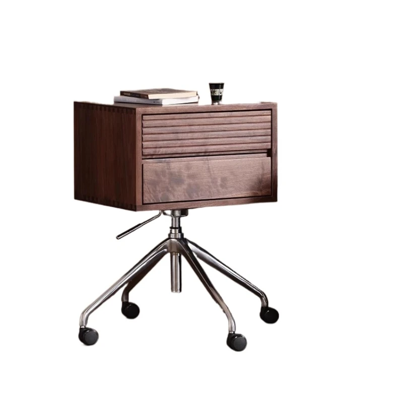 

*Black Walnut Projector Frame, Bedside Cabinet, Locker, Liftable And Movable, All Solid Wood Rotating Storage Cabinet