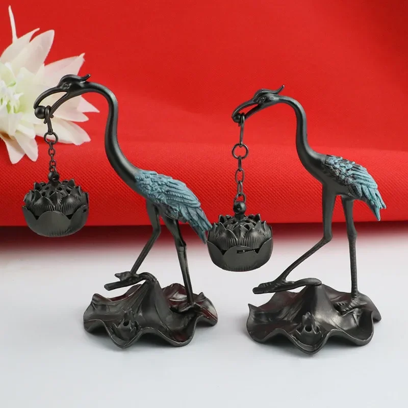 

Retro Metal Crane Incense Burners Stick Cone Censer Incense Stand Buddhism Home Office Decoration Crafts