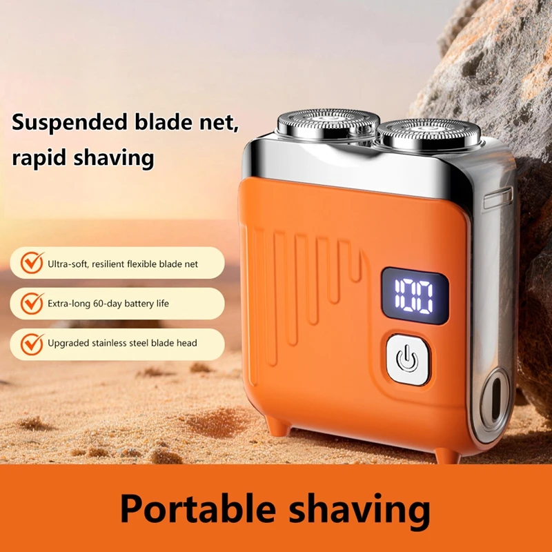 Mini Electric Shaver For Men Double Ring Floating Magnetic Blade 9 Blades 9000RPM High Speed Motor Digital LED Power Display