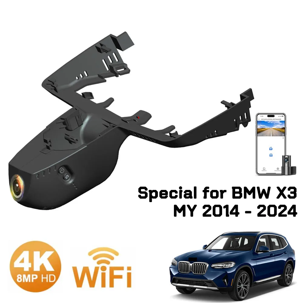 

Dashcam Front Rear Dash Cam 4K Wifi Dual Camera for BMW X3 F25 G01 G45 2024 2023 2022 2021 2020 2019 2018 2017 2016 2015 2014