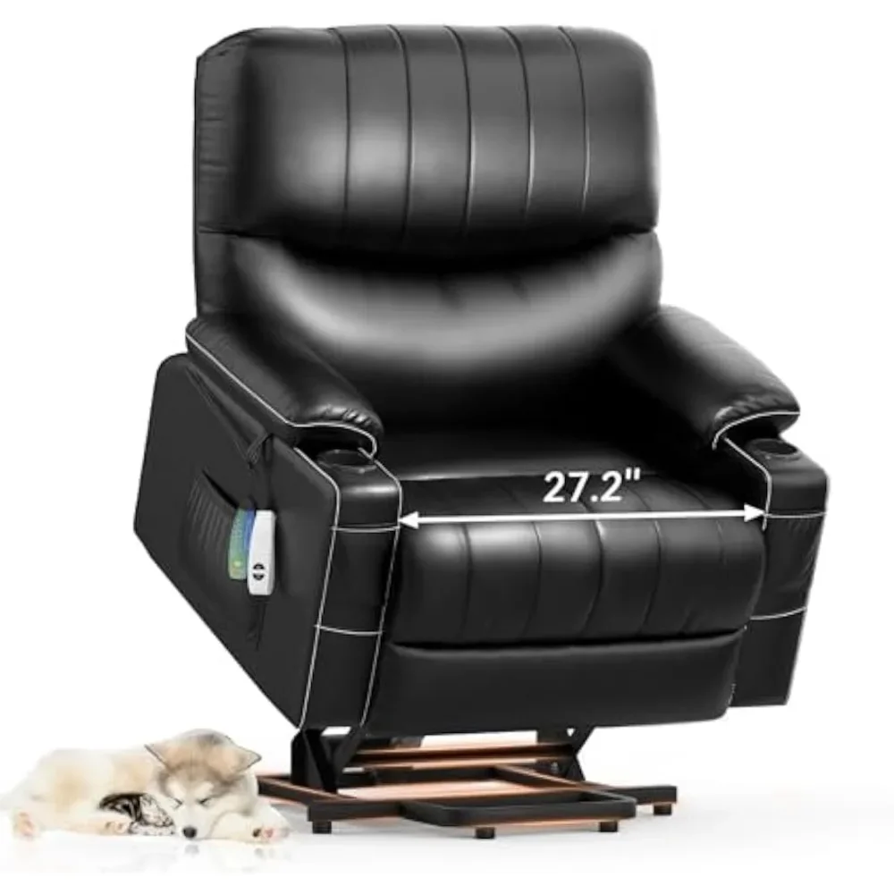 Large Lift Chair,Oversized Power Lift Recliner Chair,Lift Chair Recliner for Elderly with Heat and Massage,Faux Leather