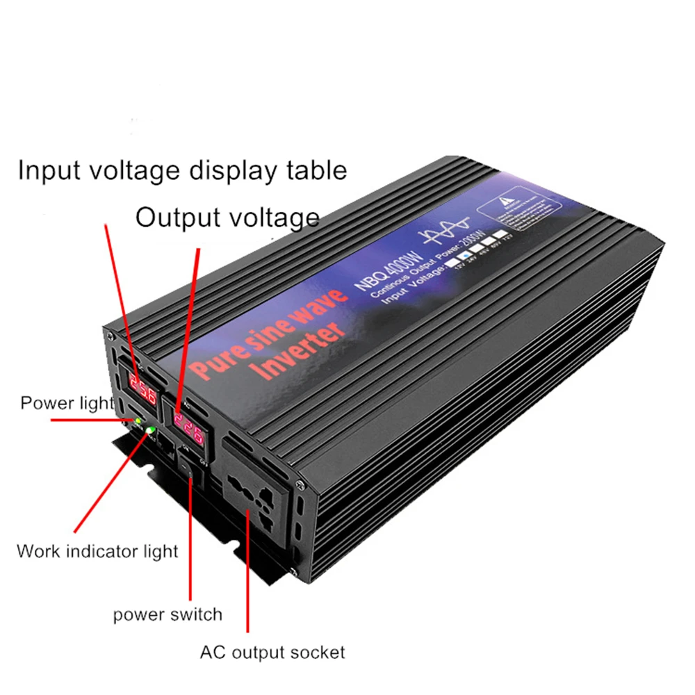 Pure Sine Wave inverter 12V/24V to AC 110V 220V 1000W/2000W Voltage transformer Power Converter solar inverter LED display