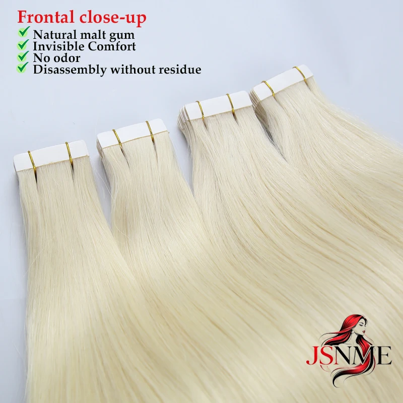 JSNME Tape In Human Hair Extensions 100% Really Hair Tape In Hair For Women Natural Brown Blonde Straight 613 For Salon