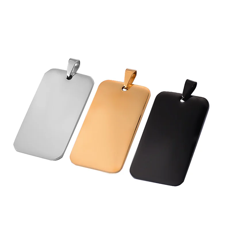 5pcs Wholesale Stainless Steel Military Army Style ID Blank Dog Tags Pendant Rectangle Necklace Jewelry Accessories (3 Color)