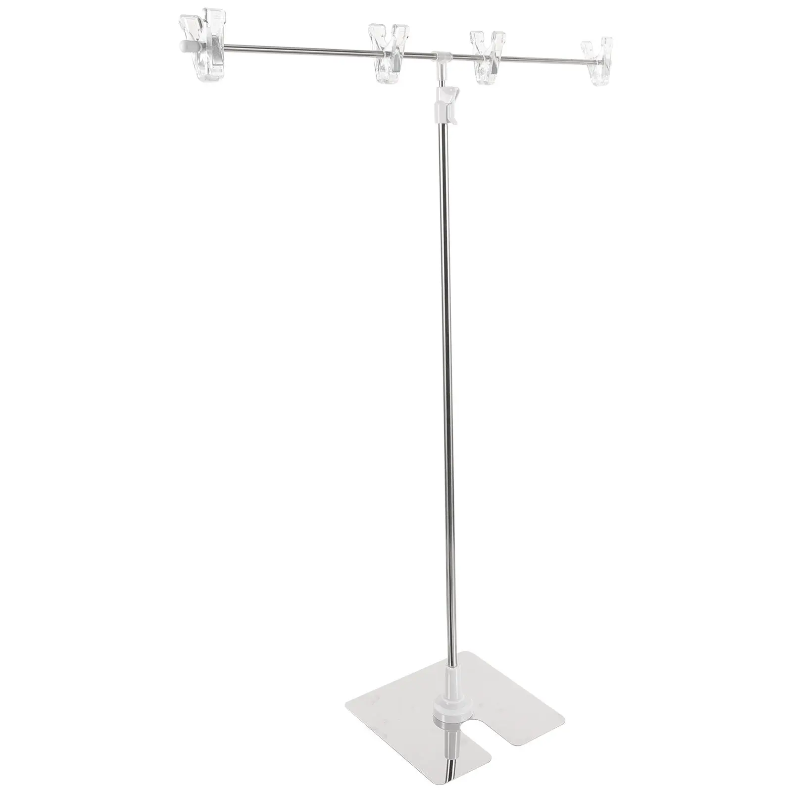 T-Shaped Height Adjustable Stainless Steel Poster Display Rack Advertising Stand Desktop Sign Holder Portable for Retail