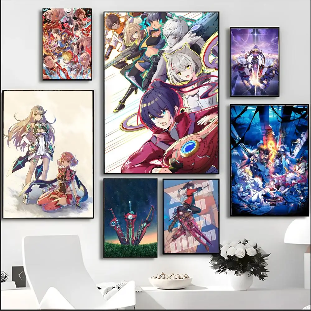 Pôster de anime xenoblade crônicas pintura caligrafia hd à prova d'água arte de pôster em tela: decoração de parede estética para casa, bar e mais