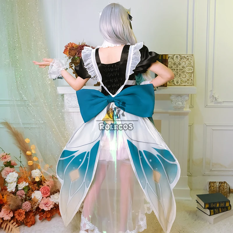 Rolecos Spiel Honkai: Star Rail Glühwürmchen Dienst mädchen Cosplay Glühwürmchen Kostüm Halloween Frauen blau Kleid Uniform Full Set Outfit Anzug