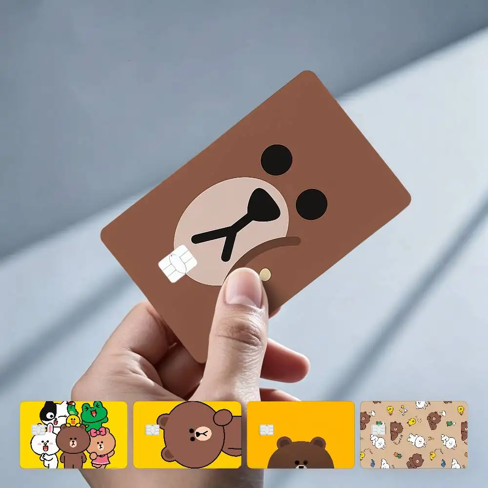 L-LINE F-FRIENDS Cartoon Brand 4PCS!Trendy & Cool Business-Style Bank Card Sticker — Suitable for Debit Card Decoration