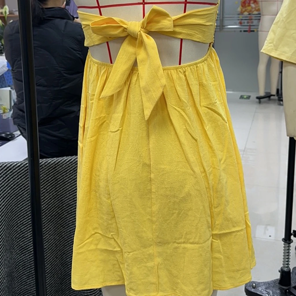 우아한 여성 캐주얼 Strapless 드레스 여름 넥타이 컷 아웃 Backless 미니 a 라인 드레스 칵테일 파티 비치 streetwear