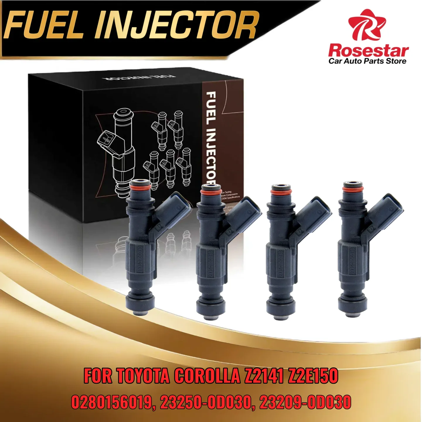 

New 4 Pieces Injector Set for Toyota Corolla ZZE141 ZZE150 ZZT250 Auris Avensis Fit 0280156019 23250-0D030 23209-0D030