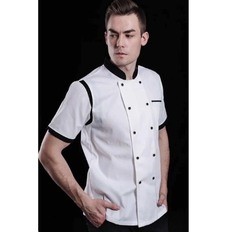 

Restaurant Kitchen Chef Jacket Short Sleeve Hotel Cake Cafe Work Wear Bakery Cooking Chef Coat Tops Fast Food Chef UniformUnisex