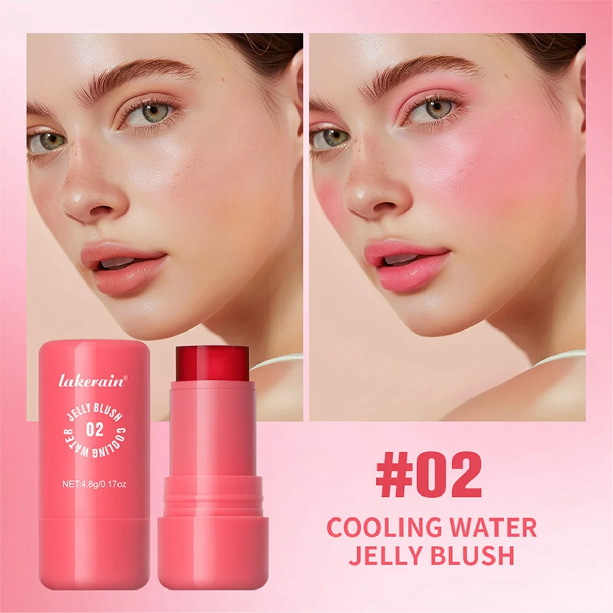 Lakerain Fruit Jelly Blush,Jelly Cheek Blush Lip Cheek Lip Tint Long Lasting Moisturized Facial Contour Makeup 4 Berry