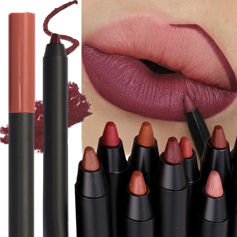 Dauerhafte Glatte Lip Liner Bleistift Matte Lippenstift Stift Wasserdichte Lippen Konturierung Stift Antihaft Tasse Sexy Nude Lipliner Stift Kosmetik