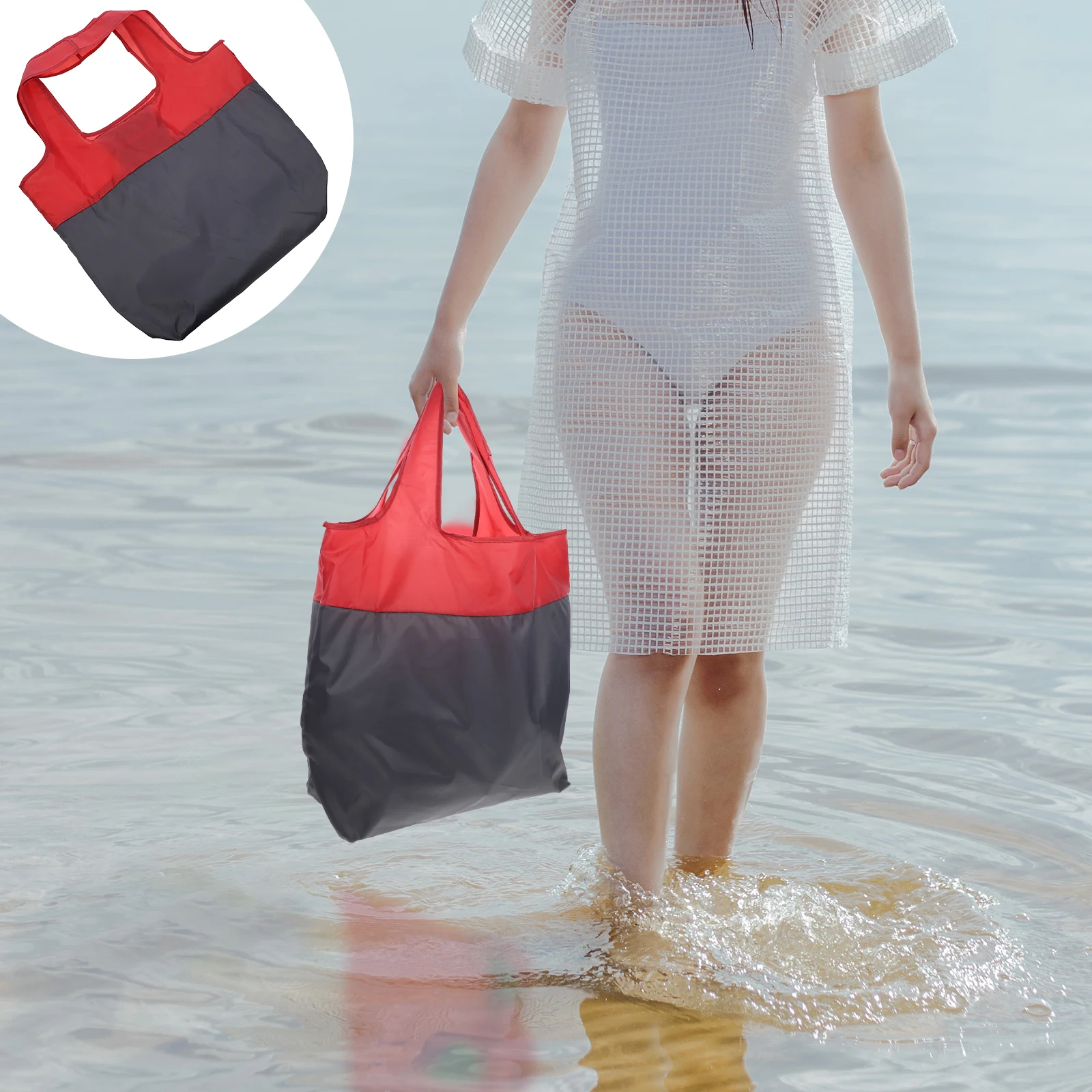 

Ecofriendly Shopping Bags Reusable Tote Foldable Grocery Pouch Polyester Material Washable Portable Handbag