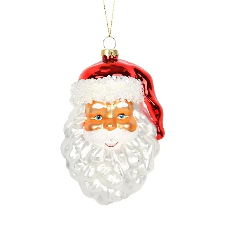 Handmade Christmas tree scene pendant Santa Claus shaped glass painted cross-border hanging holiday decorations