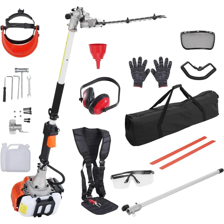 أداة تشذيب التحوط بالغاز بدورتين مع عمود تمديد 15.7 بوصة 26cc أداة تشذيب التحوط القطبية تعمل بالغاز مع شفرة مزدوجة الجوانب I #1