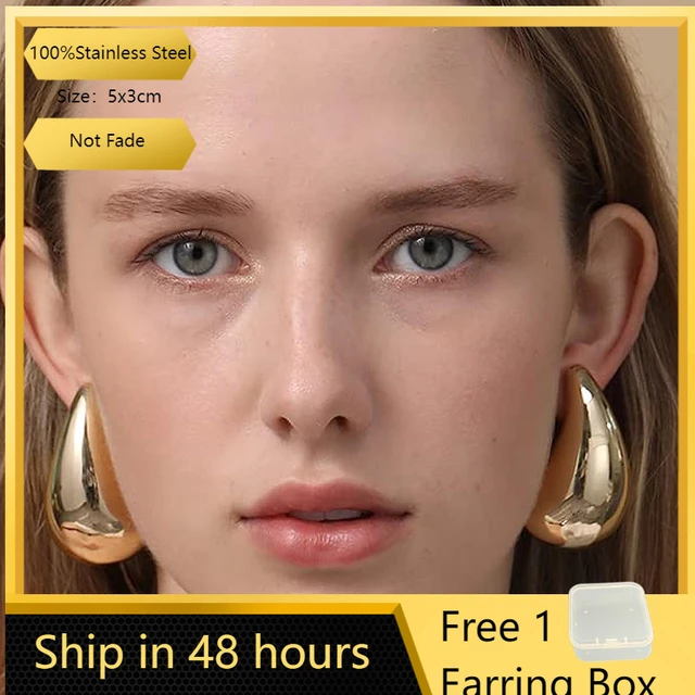 5cm Extra Large Drop Earring Oversized Chunky Hoop Earrings for Women Girl Lightweight Hypoallergenic Gold Plated Big Earrings AliExpress 36