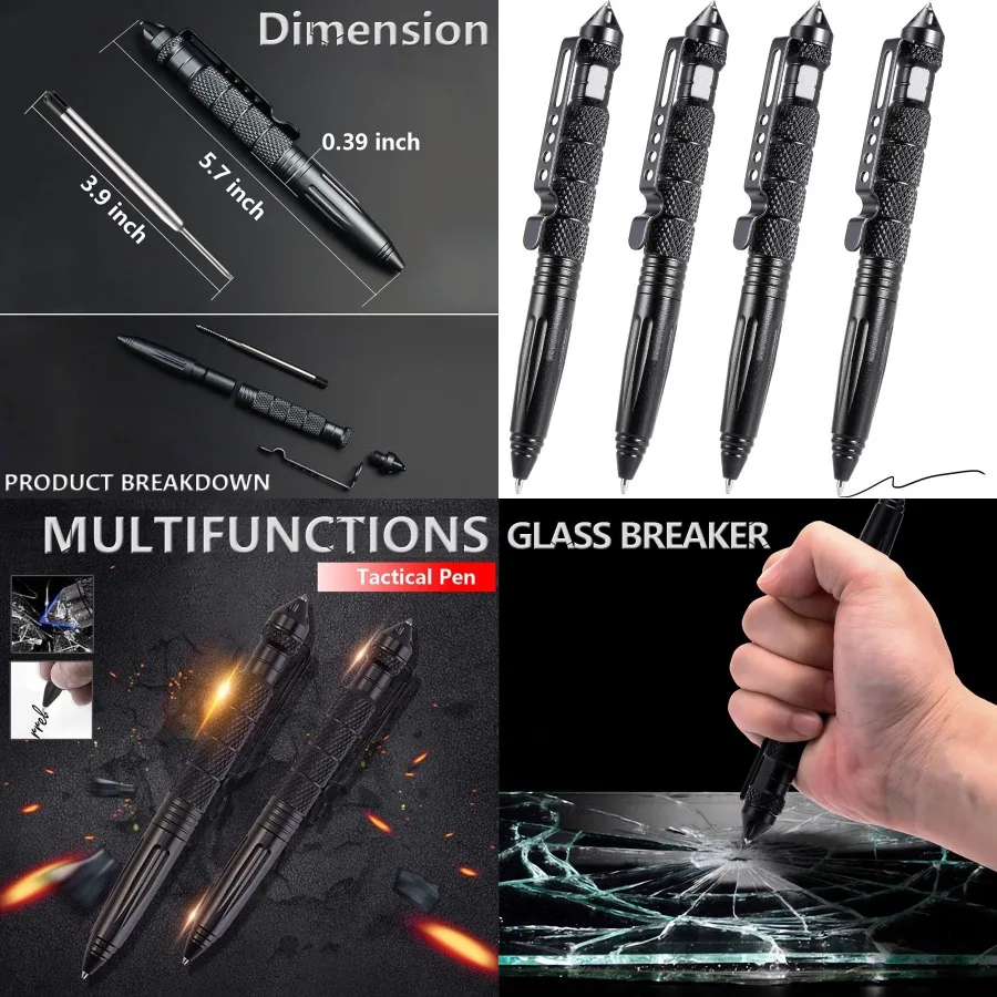 

Тактическая ручка из вольфрамовой стали для разбивания стекла, многофункциональная защитная ручка для аварийной съемки, самообороны и повседневной носки 4.